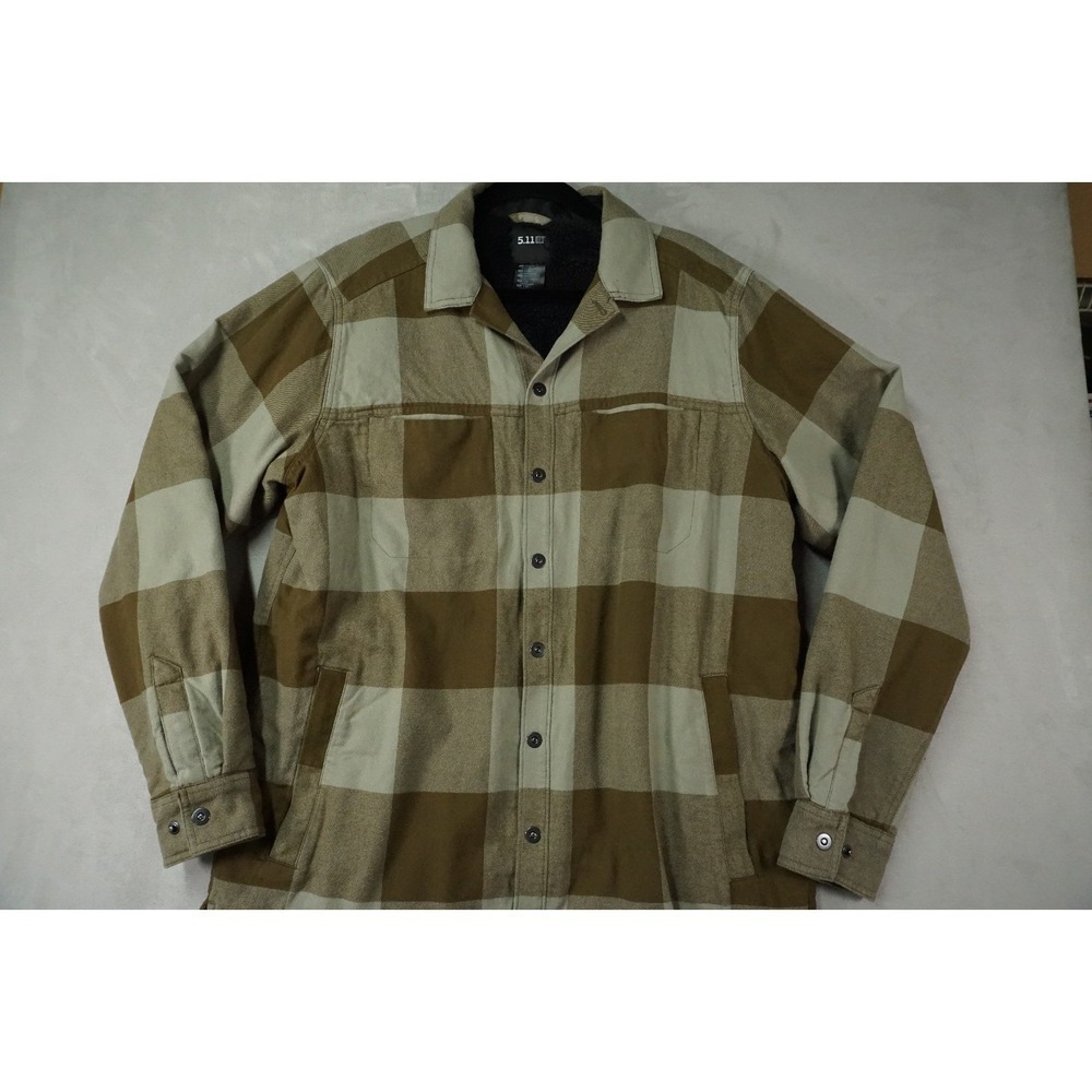 511 Tactical Jacket Mens Small S Green Plaid Seth Shirt Sherpa Snap Coat Shacket